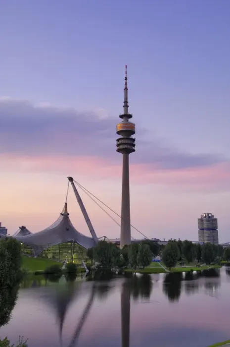 Framed Print : Olympiapark and Olympiaturm (TV tower) at dusk, Munich (Munchen), Bavaria Framed Print : Olympiapark and Olympiaturm (TV tower) at dusk, Munich (Munchen), Bavaria