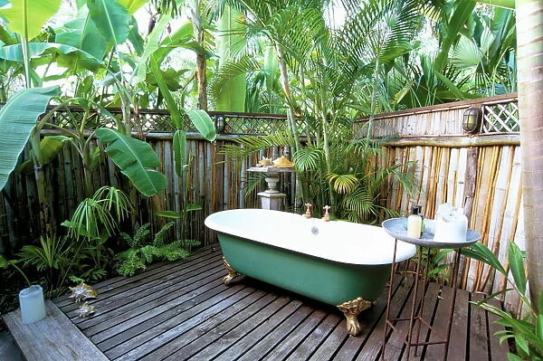 Open air bath at luxury hotel