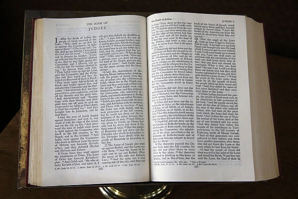 Open Bible in Wesley Memorial Methodist Church, Oxford, Oxfordshire, England
