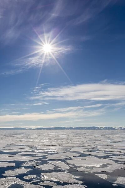 Open leads in first year sea ice in Hinlopen Strait, Svalbard, Norway, Scandinavia, Europe
