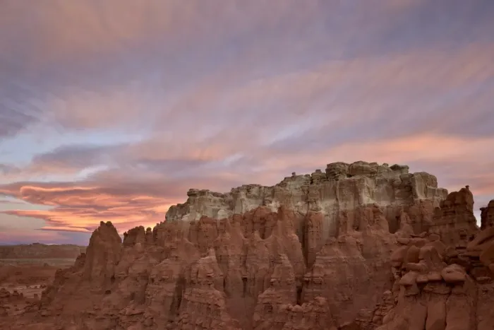 Framed Print : Orange clouds at dawn over the badlands, Goblin Valley State Park, Utah, United States of America, North America Framed Print : Orange clouds at dawn over the badlands, Goblin Valley State Park, Utah, United States of America, North America