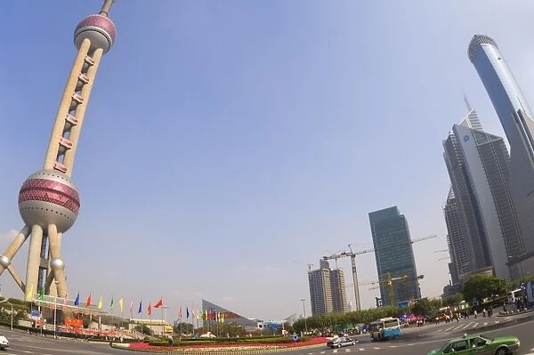 Oriental Pearl Tower and Lujiazui Finance and Trade zone, Shanghai, China, Asia