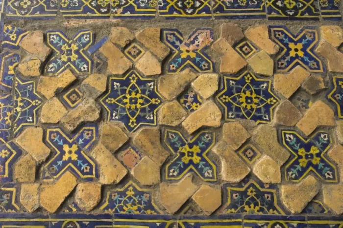 Framed Print : Detail of original tilework in courtyard of the Friday Mosque or Masjet-eJam Framed Print : Detail of original tilework in courtyard of the Friday Mosque or Masjet-eJam