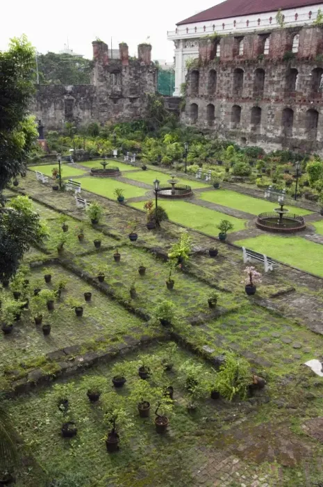 Framed Print : Ornamental garden of San Agustin church and museum Framed Print : Ornamental garden of San Agustin church and museum