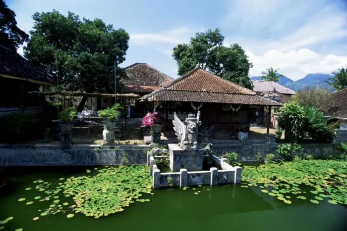 Framed Print : Ornamental lake at the old palace of the Raja of Karangasem