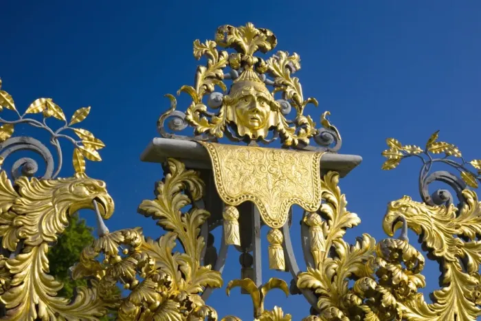 Framed Print : Detail of ornamental wrought iron gate in the Privy Garden, Hampton Court Palace Framed Print : Detail of ornamental wrought iron gate in the Privy Garden, Hampton Court Palace
