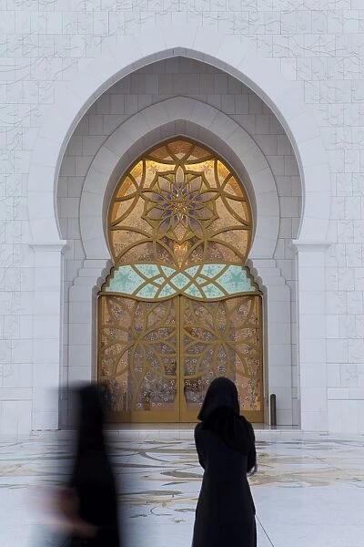 Ornate entrance to the main prayer hall of Sheikh Zayed Bin Sultan Al Nahyan Mosque