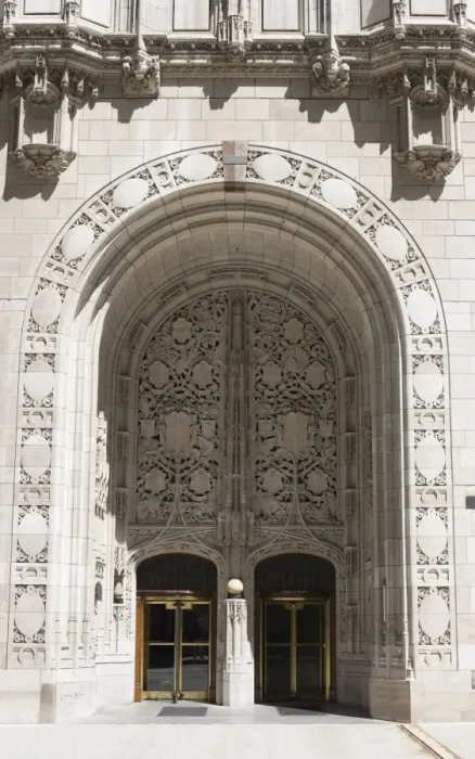 Framed Print : Ornate Gothic style entrance to the Tribune Tower, Chicago, Illinois, United States of America Framed Print : Ornate Gothic style entrance to the Tribune Tower, Chicago, Illinois, United States of America