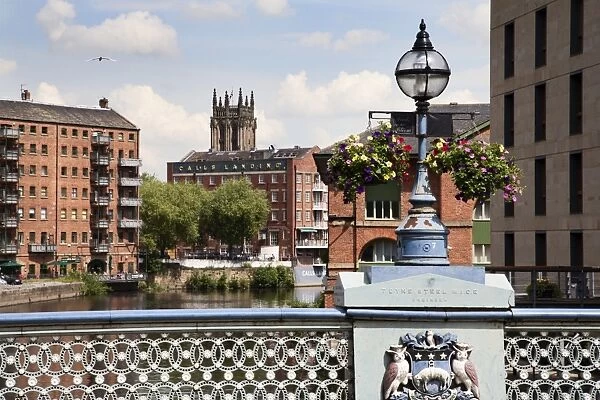 Ornate lamp on Leeds Bridge, Leeds, West Yorkshire, Yorkshire, England, United Kingdom, Europe