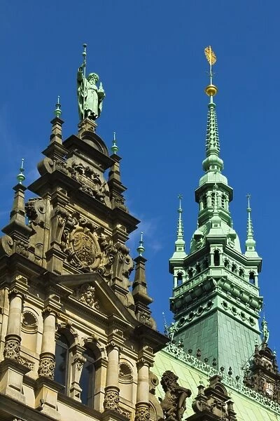 Ornate neo-renaissance architecture of the Hamburg Rathaus (City Hall), opened 1886, Hamburg, Germany, Europe