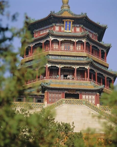 The ornate Tower of Fragrance of the Buddha, Summer Palace, Beijing, China