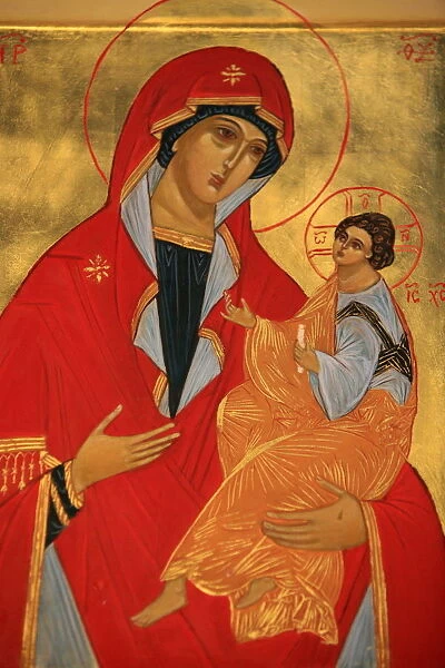 Orthodox icon of Mary and Jesus, Paris, France, Europe