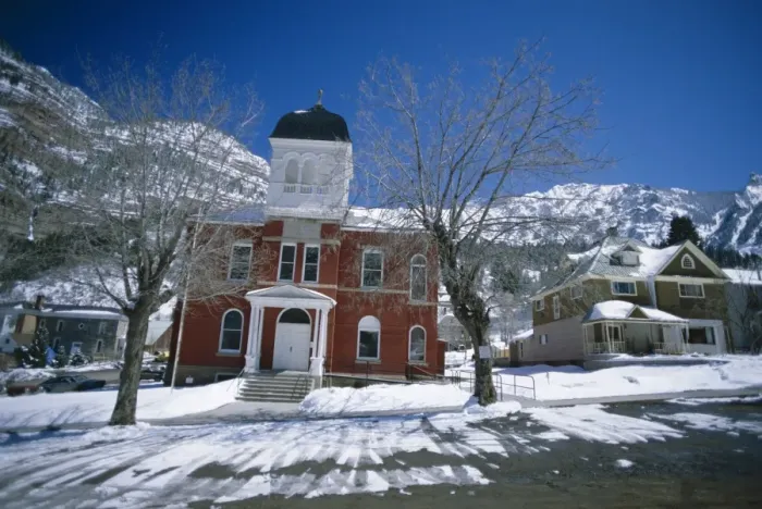 Framed Print : Ouray County Courthouse dating from 1888 on 4th Street and 6th Avenue Framed Print : Ouray County Courthouse dating from 1888 on 4th Street and 6th Avenue