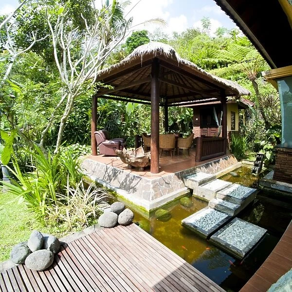 Outdoor area at luxury accommodation near Ubud on the island of Bali, Indonesia, Southeast Asia, Asia