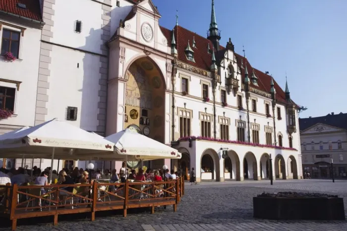 Framed Print : Outdoor cafe in front of Town Hall in Upper Square (Horni Namesti), Olomouc Framed Print : Outdoor cafe in front of Town Hall in Upper Square (Horni Namesti), Olomouc