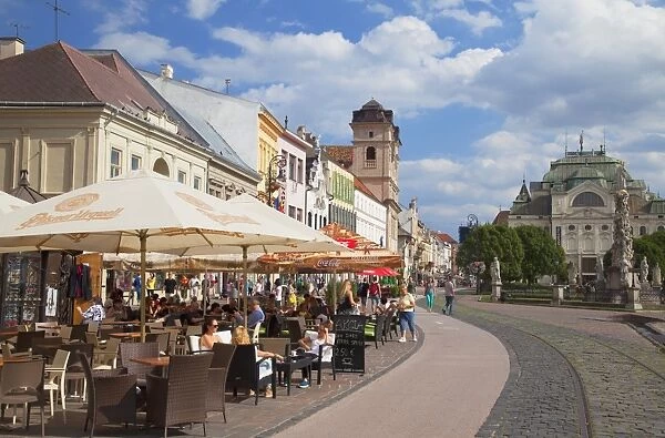 Outdoor cafes in Hlavne Nam (Main Square), Kosice, Kosice Region, Slovakia, Europe