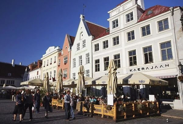 Outdoor cafes in Town Hall Square (Raekoja Plats), Tallinn, Estonia, Baltic States