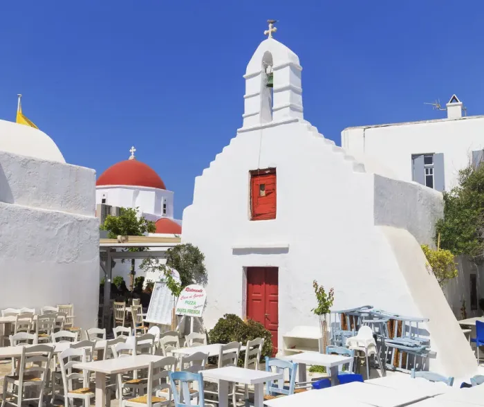 Framed Print : Outdoor restaurant, Mykonos Town, Mykonos, Cyclades Islands, Greek Islands, Greece Framed Print : Outdoor restaurant, Mykonos Town, Mykonos, Cyclades Islands, Greek Islands, Greece
