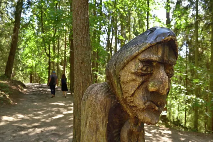 Framed Print : Outdoor wooden sculpture gallery on the Hill of Witches, near Juodkrante, Curonian Spit, Lithuania, Baltic States, North Europe Framed Print : Outdoor wooden sculpture gallery on the Hill of Witches, near Juodkrante, Curonian Spit, Lithuania, Baltic States, North Europe