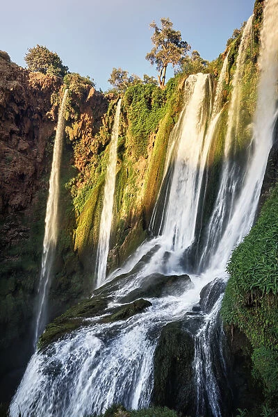Ouzoud waterfall at sunset, Ouzoud, Morocco, North Africa, Africa