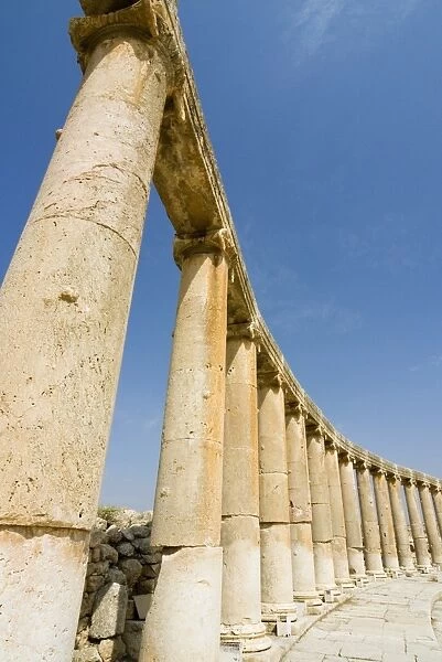 Oval Plaza with colonnade and ionic columns, Jerash (Gerasa), a Roman Decapolis City
