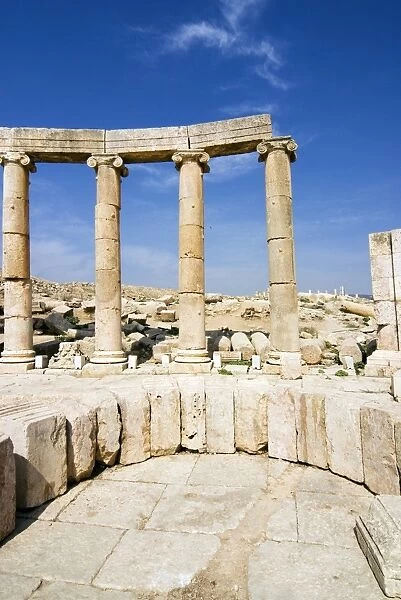 Oval Plaza, Colonnade and Ionic columns, Jerash (Gerasa), a Roman Decapolis city