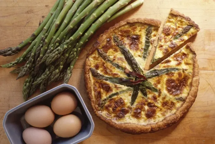 Framed Print : Overhead shot of asparagus quiche Framed Print : Overhead shot of asparagus quiche