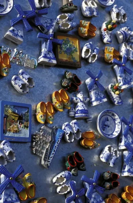 Framed Print : Overhead view of ceramic magnet souvenirs of clogs Framed Print : Overhead view of ceramic magnet souvenirs of clogs