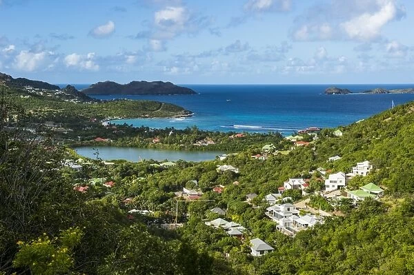 Overlook over the coastline of St. Barth (Saint Barthelemy), Lesser Antilles, West Indies