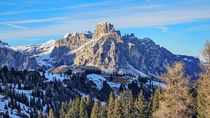 Framed Print : Overlook over the snowy mountains around Corvara, Alta Badia, Dolomites, Italy Framed Print : Overlook over the snowy mountains around Corvara, Alta Badia, Dolomites, Italy