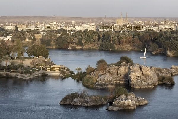 Overlooking the river Nile at the southern city of Aswan, Egypt, North Africa, Africa