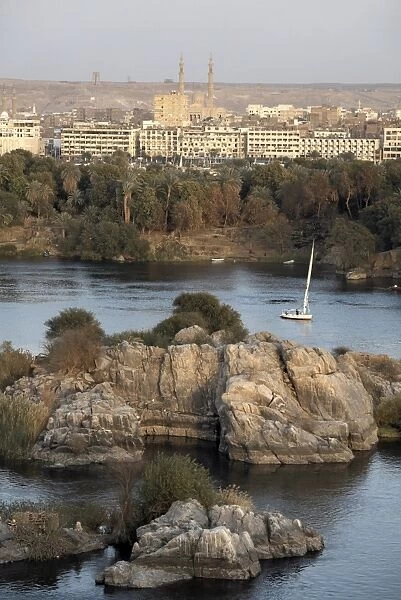 Overlooking the river Nile at the southern city of Aswan, Egypt, North Africa, Africa