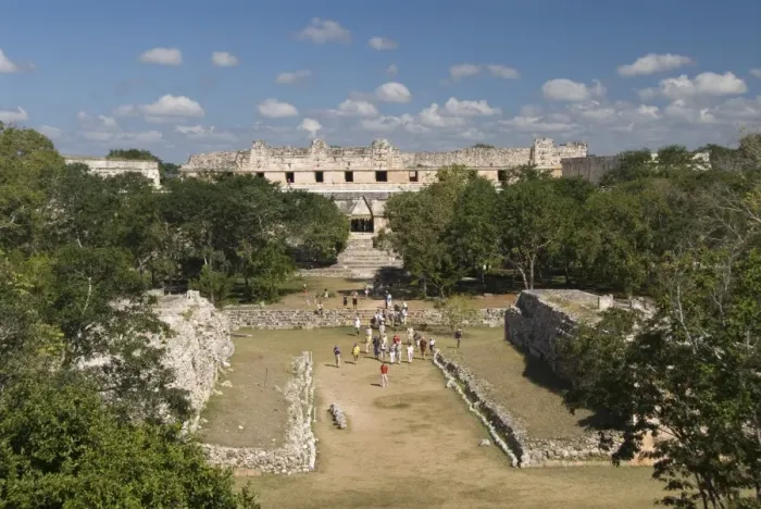 Framed Print : Overview of ball court in foreground and Cuadrangulo de las Monjas (Nuns Quadrangle) in background, Uxmal, UNESCO World Heritage Site, Yucatan, Mexico Framed Print : Overview of ball court in foreground and Cuadrangulo de las Monjas (Nuns Quadrangle) in background, Uxmal, UNESCO World Heritage Site, Yucatan, Mexico