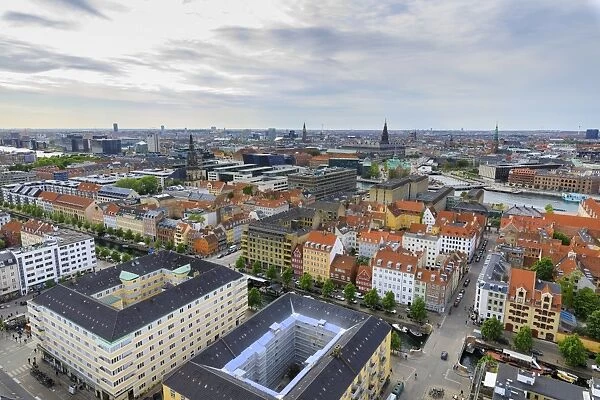 Overview of the city seen from Church of Our Saviour, Copenhagen, Denmark, Europe