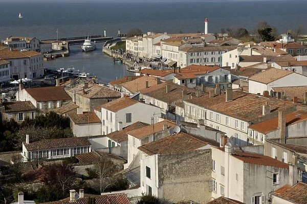 Overview of the Clemenceau Quay and port, Saint Martin town, Ile de Re