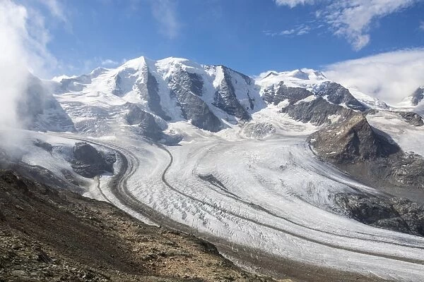 Overview of the Diavolezza and Pers glaciers, St. Moritz, canton of Graubunden, Engadine