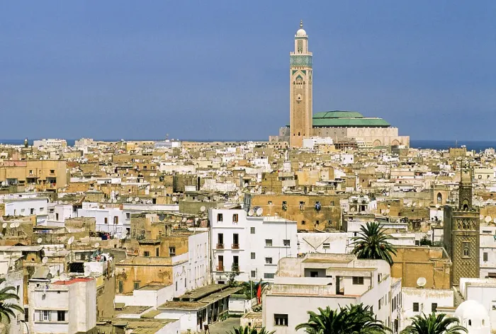 Framed Print : Overview with the Hassan II Mosque in the background, Casablanca, Morocco Framed Print : Overview with the Hassan II Mosque in the background, Casablanca, Morocco