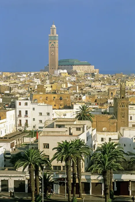 Framed Print : Overview with the Hassan II Mosque in the background, Casablanca, Morocco Framed Print : Overview with the Hassan II Mosque in the background, Casablanca, Morocco