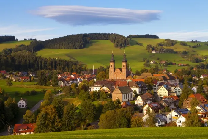 Framed Print : Overview of Saint Peter (Sankt Peter) at sunset, Black Forest, Baden-Wurttemberg Framed Print : Overview of Saint Peter (Sankt Peter) at sunset, Black Forest, Baden-Wurttemberg