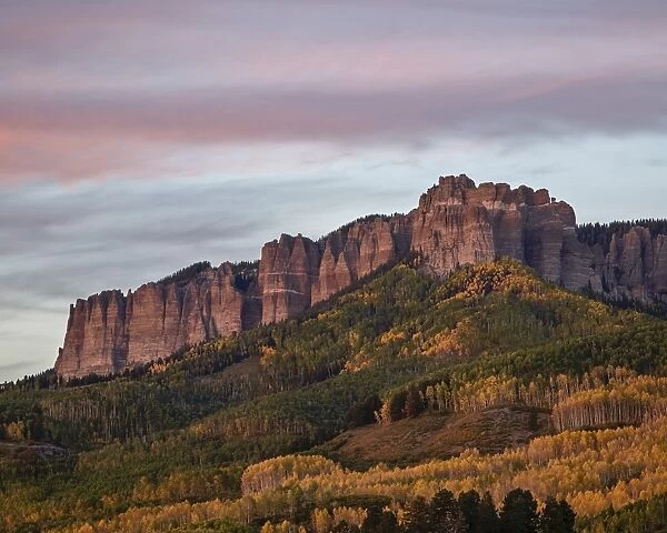Owl Creek Pass palisade with fall color, Uncompahgre National Forest, Colorado, United