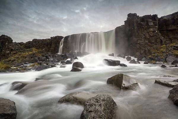 Oxararfoss waterfall, Thingvellir National Park, UNESCO World Heritage Site, Iceland