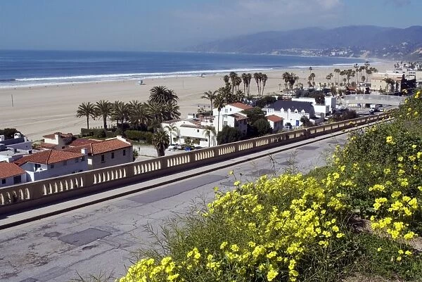Pacific Coast Highway and Malibu viewed from Palisades Park, Santa Monica