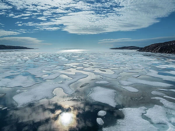 Pack ice in the western end of Bellot Strait leading to McClintock Channel, Northwest Passage, Nunavut, Canada, North America