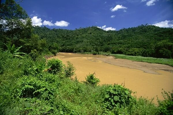The Padas River near Tenoa, muddy as a result of erosion due to logging