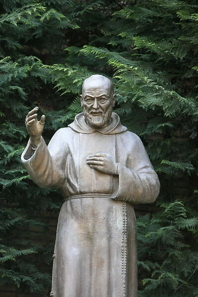 Padre Pio sculpture in a Roman park, Rome, Lazio, Italy, Europe