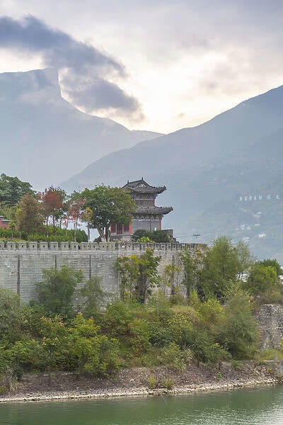 Pagoda on the banks of Yangtze River, near Chongqing, Peoples Republic of China