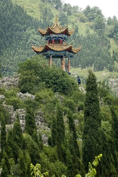 Pagoda on hillside outside Kunming, Kunming, Yunnan, China, Asia