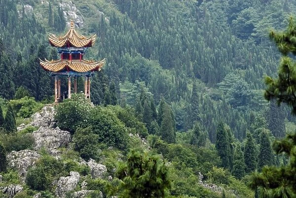 Pagoda on hillside outside Kunming, Kunming, Yunnan, China, Asia