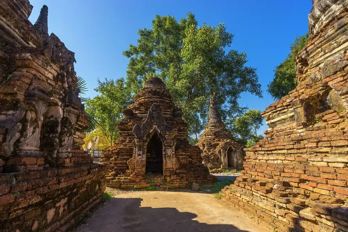 Framed Print : Pagoda ruins at Maha Nanda Kantha Monastery, Hsipaw, Shan State, Myanmar (Burma), Asia