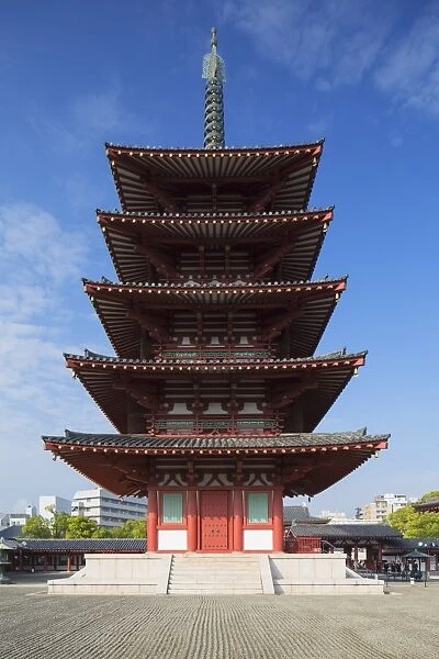 Pagoda at Shitenno-ji Temple, Tennoji, Osaka, Kansai, Japan, Asia
